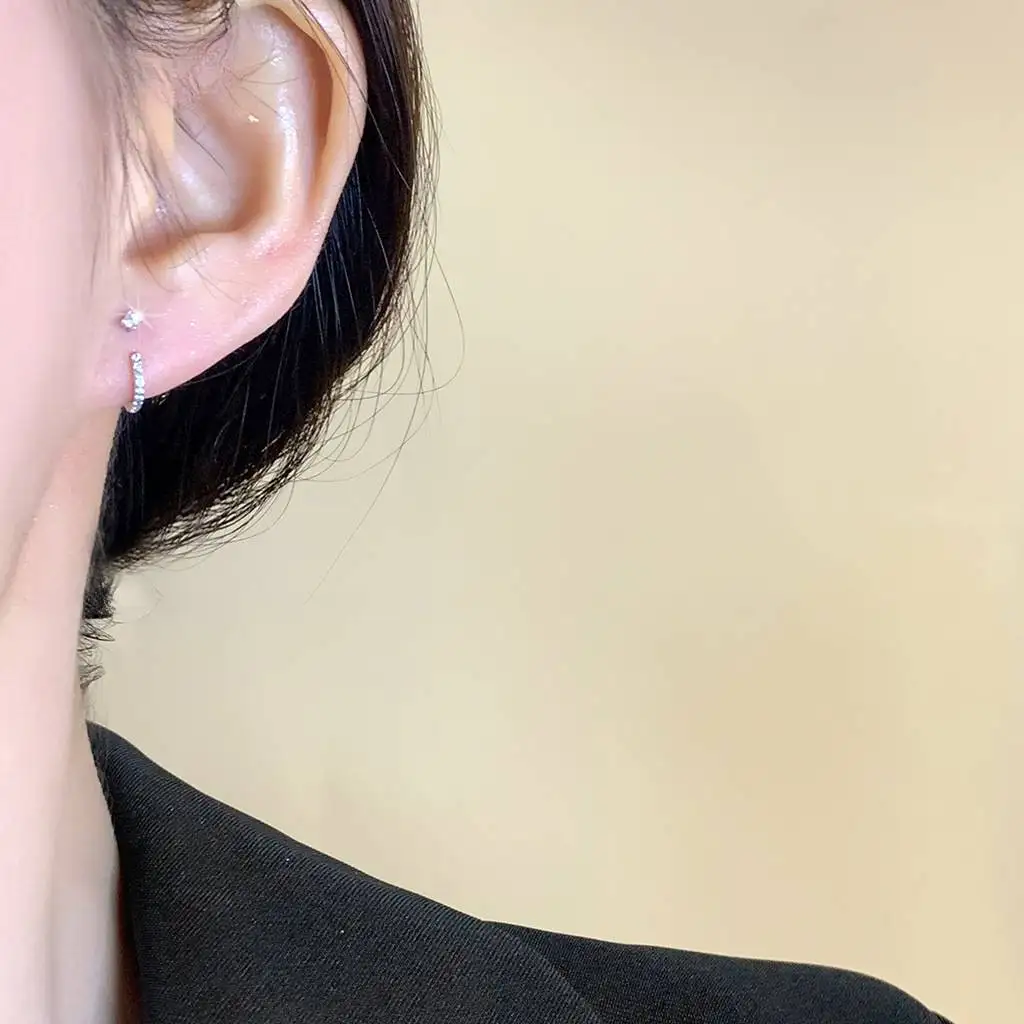 حقيقي 925 فضة الحد الأدنى الزركون الأذن هوك أقراط صغيرة لسحر المرأة غرامة مجوهرات ضوء الملحقات الفاخرة