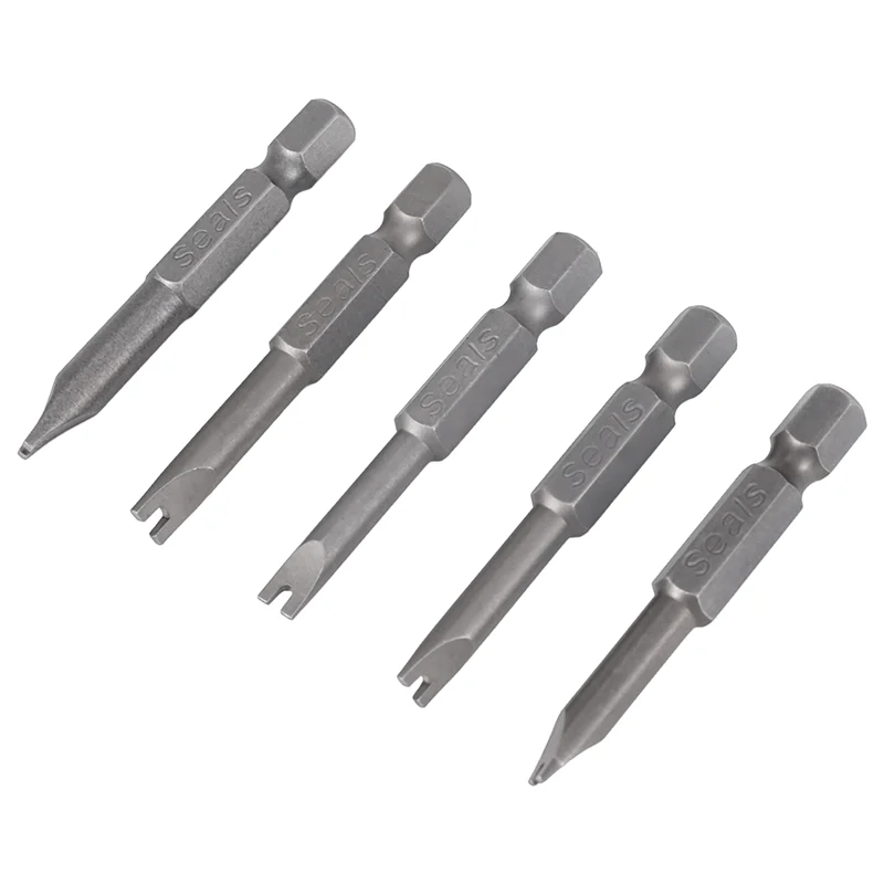 

A63X-5Pcs Set Security Bit Set Tamper Proof Screwdriver Drill Bit Screw Driver Bits Hex Shank Magnetic U Shaped 1/4 Inch Driver