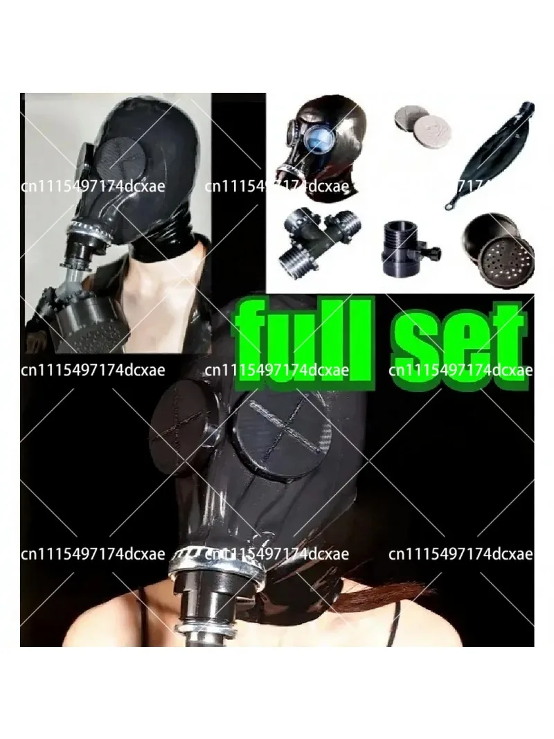 Full Face Latex Gas Mask with Breathing Control Valve and Negative Pressure Bottle for Safety Protection