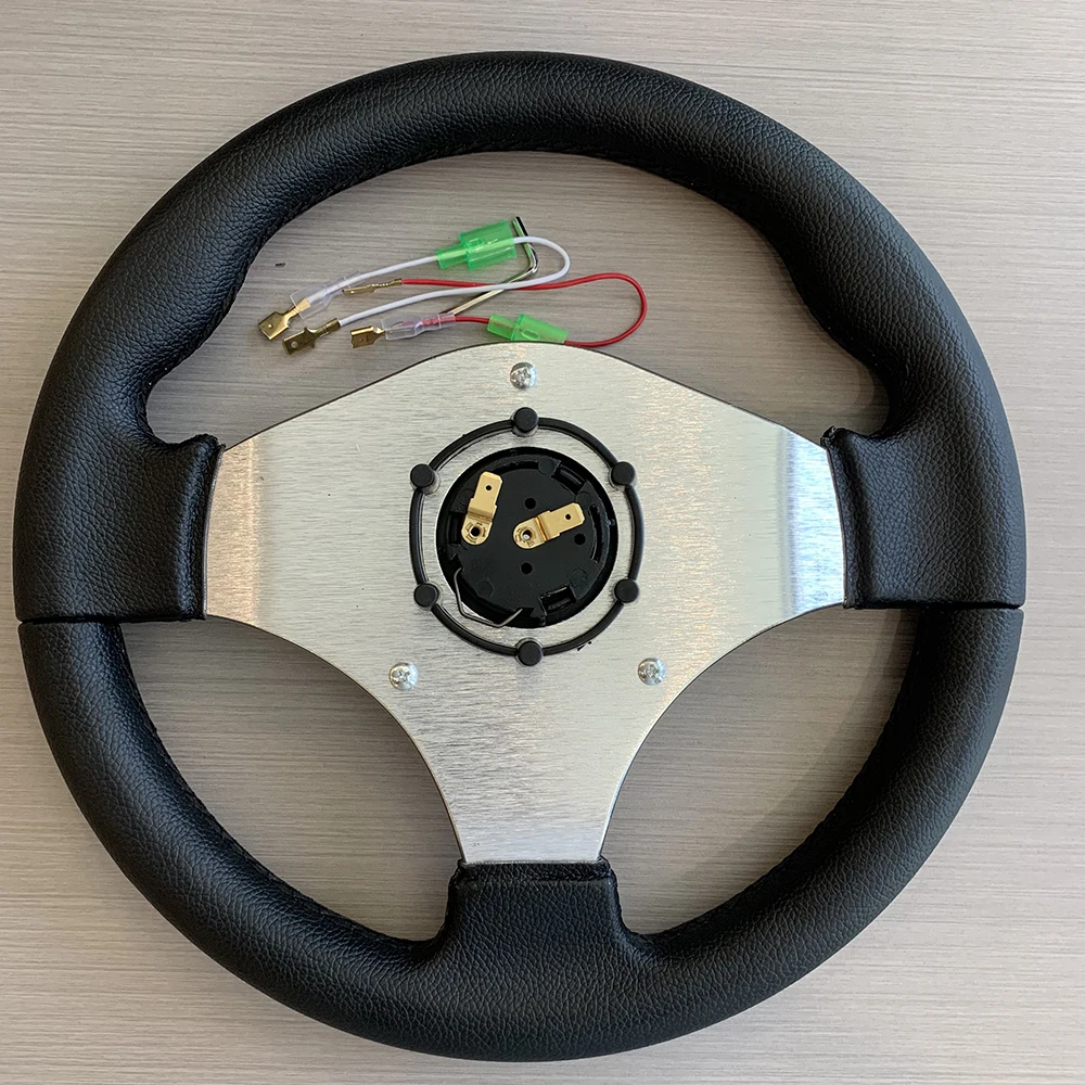 TIYPEOR 320MM Aluminum+PVC Black Alloy Boat Car Steering Wheel for Most Golf Carts