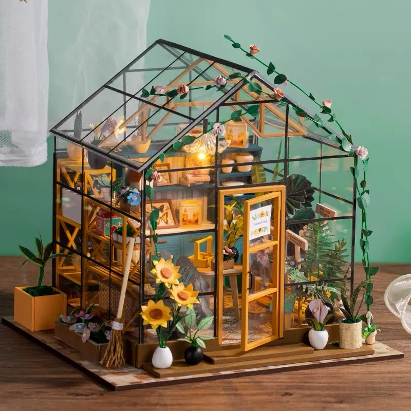 DIY Greenhouse Model House Kit Handmade Assembly Toy Miniature Building Craft