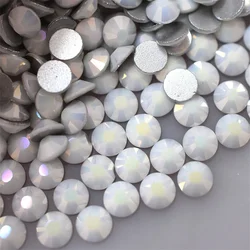 Glass Starry Sky Porcelain White Rhinestones Round Flatback Crystal Flatback Bottom Diamond Nail Art Decoration Jewelry Glitter