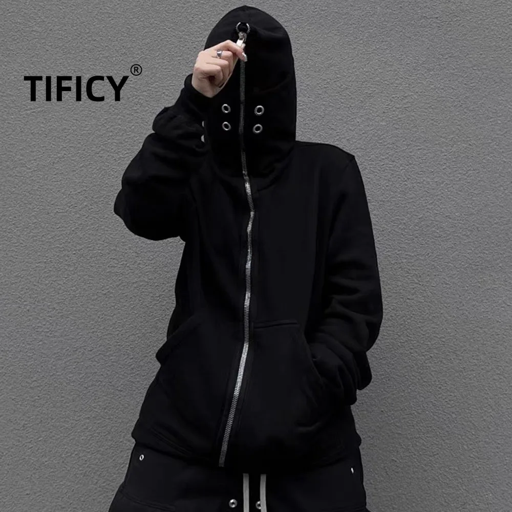

Dark RO Style Autumn New Black Masked Hooded Sweatshirt Cardigan Men's Loose Casual Wizard Hat Casual Hoodies Sweatshirts