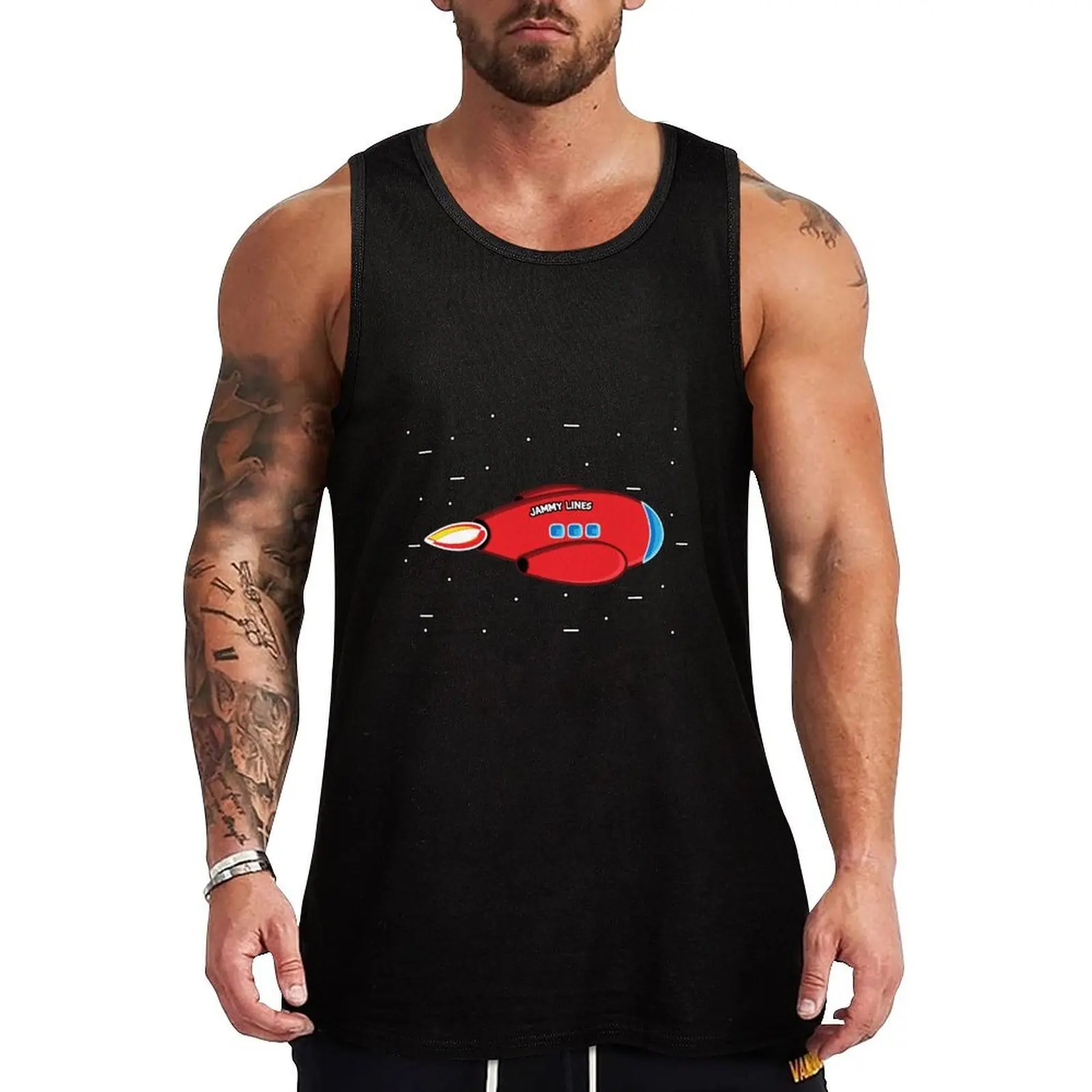 

Jammy Lines Space Ship Tank Top gym men Gym wear tops mens designer clothes