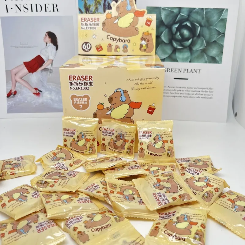 

60 шт. новая глухая коробка Kapibala, ластик для разборки Le, ластик для мыши с дельфином, глухая сумка, ластик для сюрприза, студенческие канцелярские принадлежности, подарок