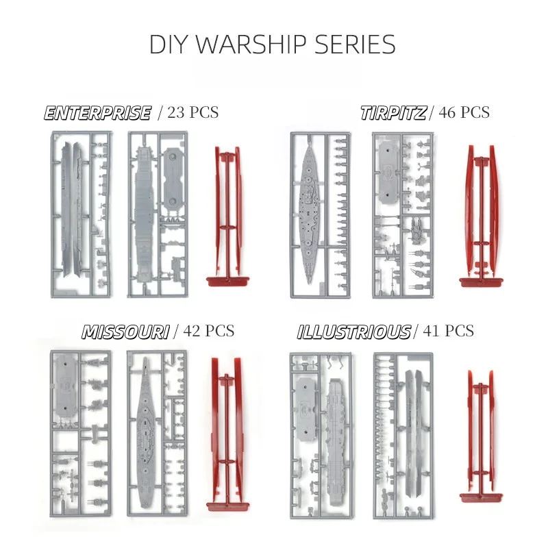 1/2000 Aircraft Carrier USS New Jersey Missouri German Tirpitz British Hood Battleship Plastic Assemble Warship Model Toy