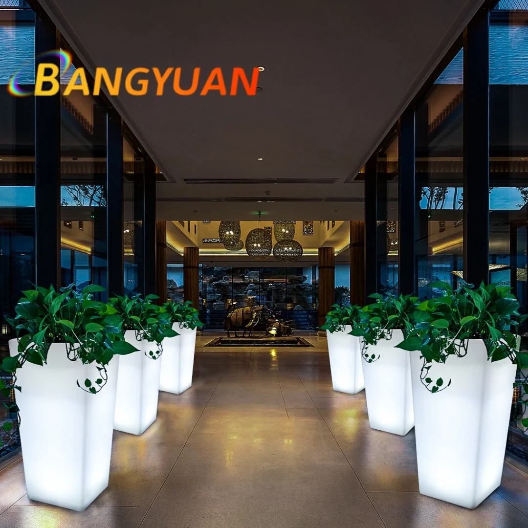 LED Glowing Garden Flower Pot Waterproof Led Flower Pot Vase Balcony Patio Outdoor Lighting Furniture Hall Lawn Lights