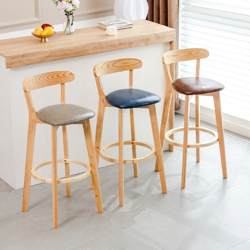 Height Chair Modern Bar Stools Backrest Furniture Chaise Kitchen Stool Wooden Design Lightweight Beauty Salon Chair Gamer Step