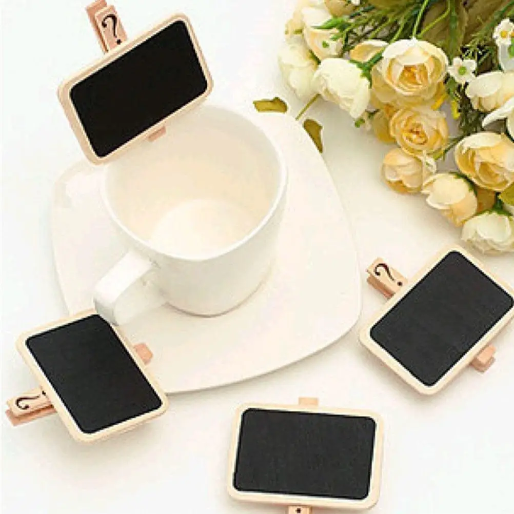 

16Pcs Small Wooden Blackboard Chalkboard for Table Decor Menu Display Greeting Sign Reminder Message Board Wall Hanging Home