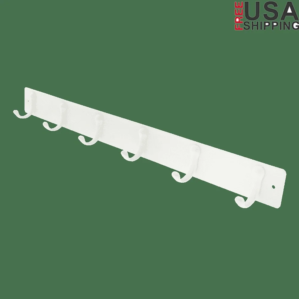 

19-дюймовая настенная металлическая вешалка с крючками, 6 крючков, пальто, шляпы, ключи, сумки, прочная, устойчивая к ржавчине, простая установка