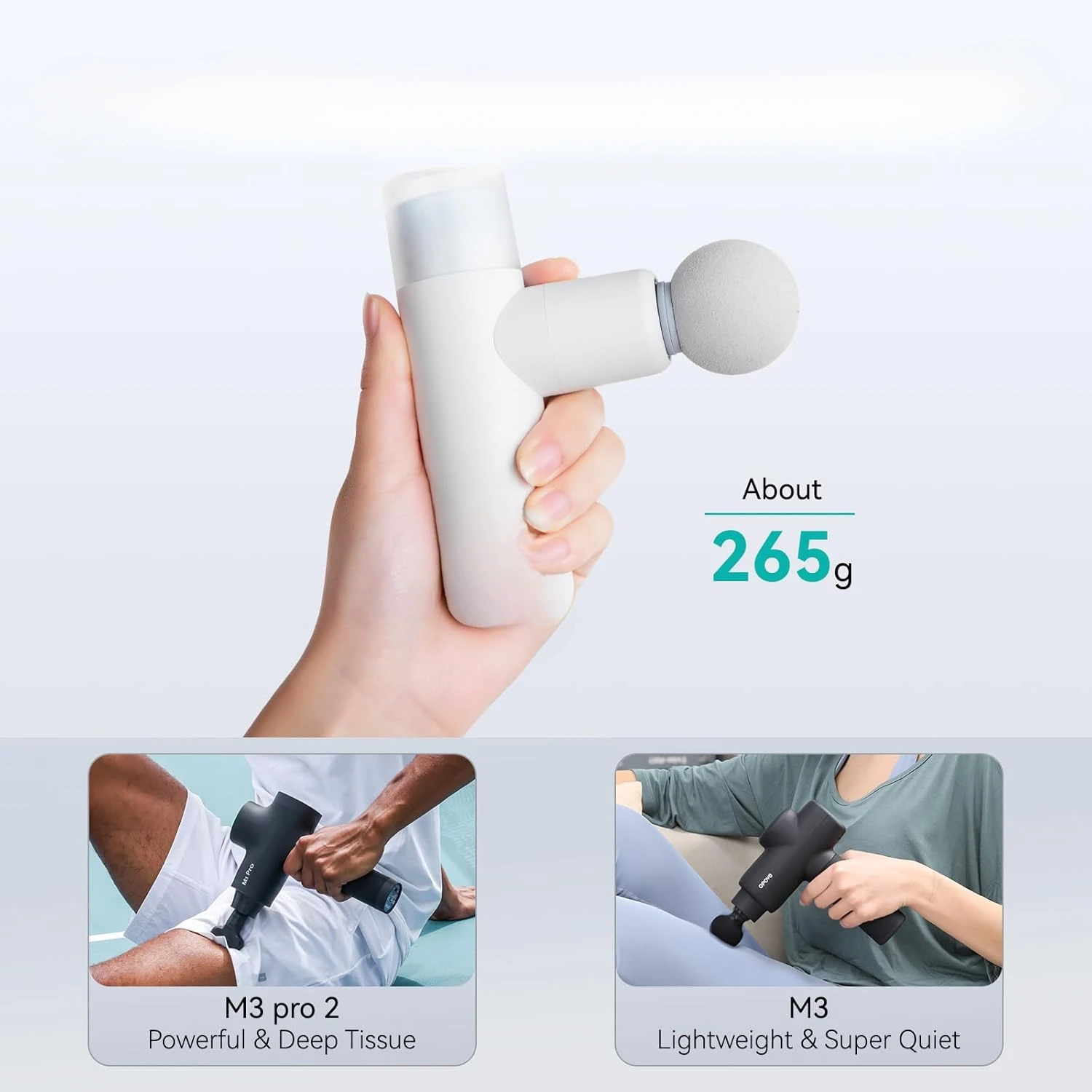 M3 Mini Massage Gun for Back Pain Relief, with Facial Mode, 7mm Amplitude, 4 Vibration Levels Ultralight Portable