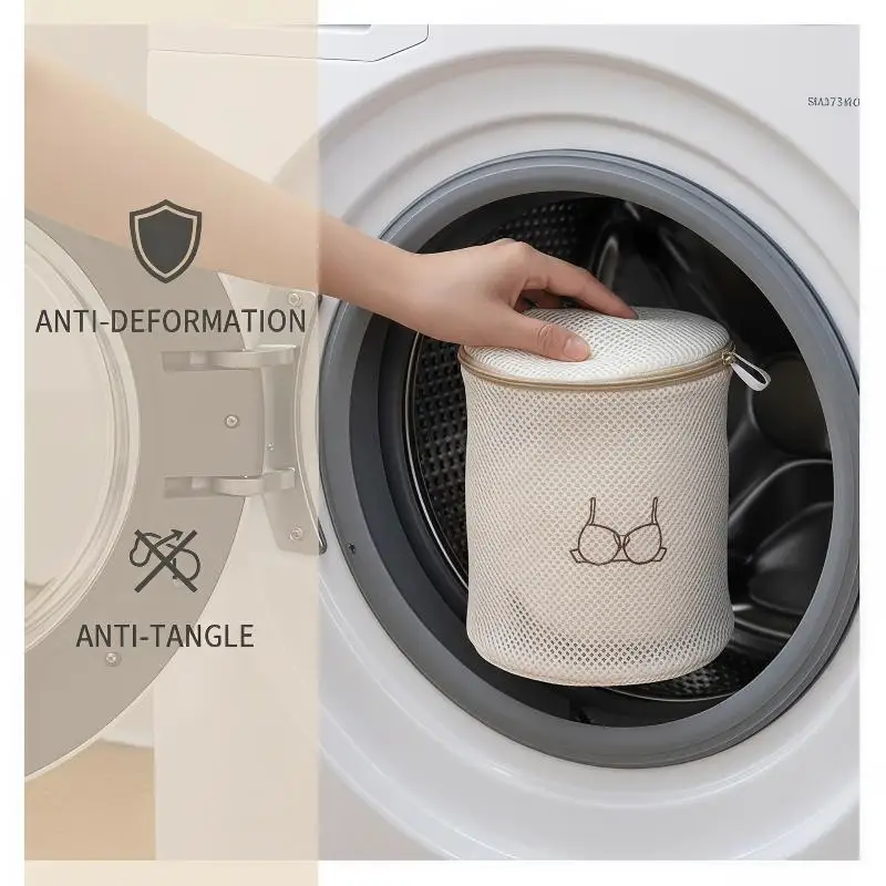 Fine Mesh Embroidery Print Laundry Bags Household Clothes Washing Pouches For Washing Machines