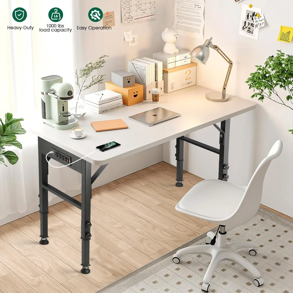 Estrutura de bancada profunda de 19,6 polegadas, altura ajustável de 28,5 polegadas a 33,8 polegadas, conjunto de 4 pernas de mesa de metal