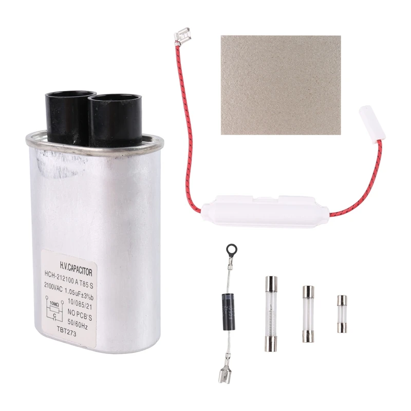 A66T-Para Midea/Galanz Conjunto de Peças para Micro-ondas Padrão - Folhas de Mica + Capacitor de Alta Tensão + Diodo de Alta Tensão + Fusível (8 Peças)