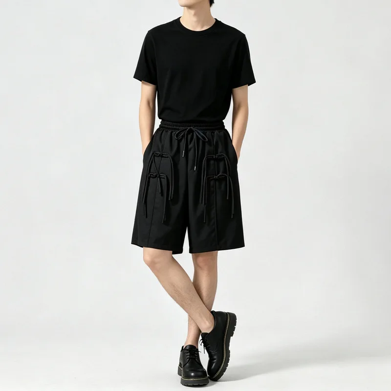 Men'S Casual Dark-Style Drawstring Loose Shorts, Unisex Summer Five-Point Shorts, Trendy Style 24025, Summer Shorts, Men'S Short