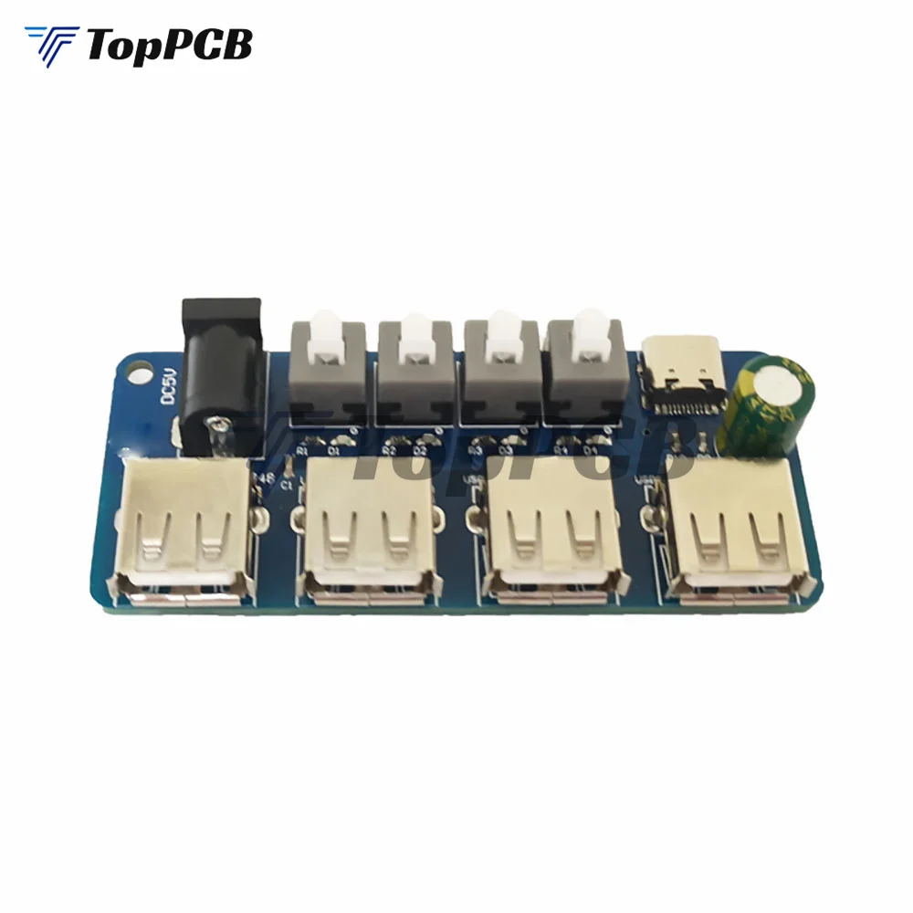 DC 2.1 Type-c USB HUB Distribution Board DC 5V Power Supply Expansion Module 4-Way USB Power Supply HUB