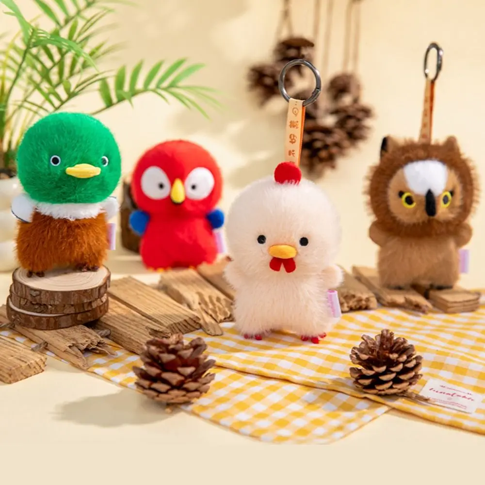 

The Unyielding Chicks Series Owl Plush Keychain Mallard Mini Chickens Plush Keychain Lightweight Adorable Macaw Plush Pendant