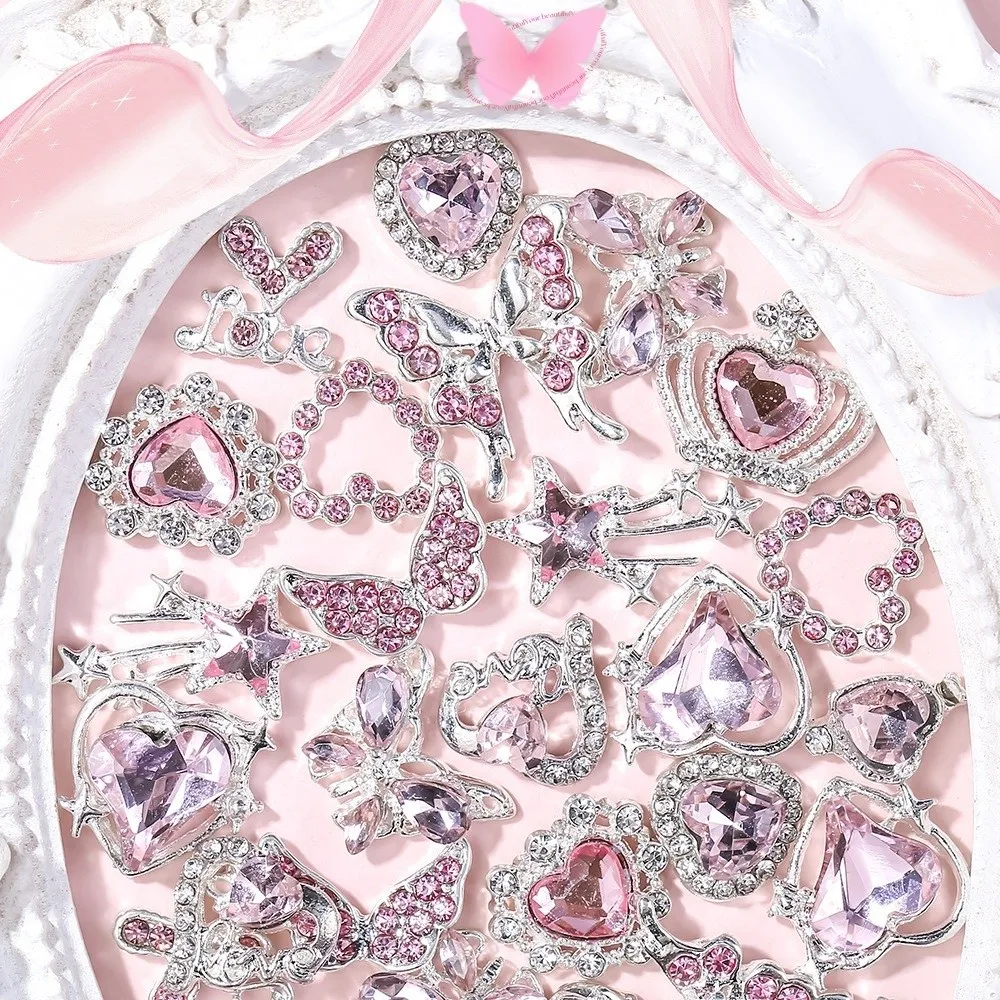 24 pièces nouveau Style Y2k Nail Art strass 3D coeur étoile arc cerise bricolage ongles breloques résine et alliage ongles gemmes décor ongles fournitures