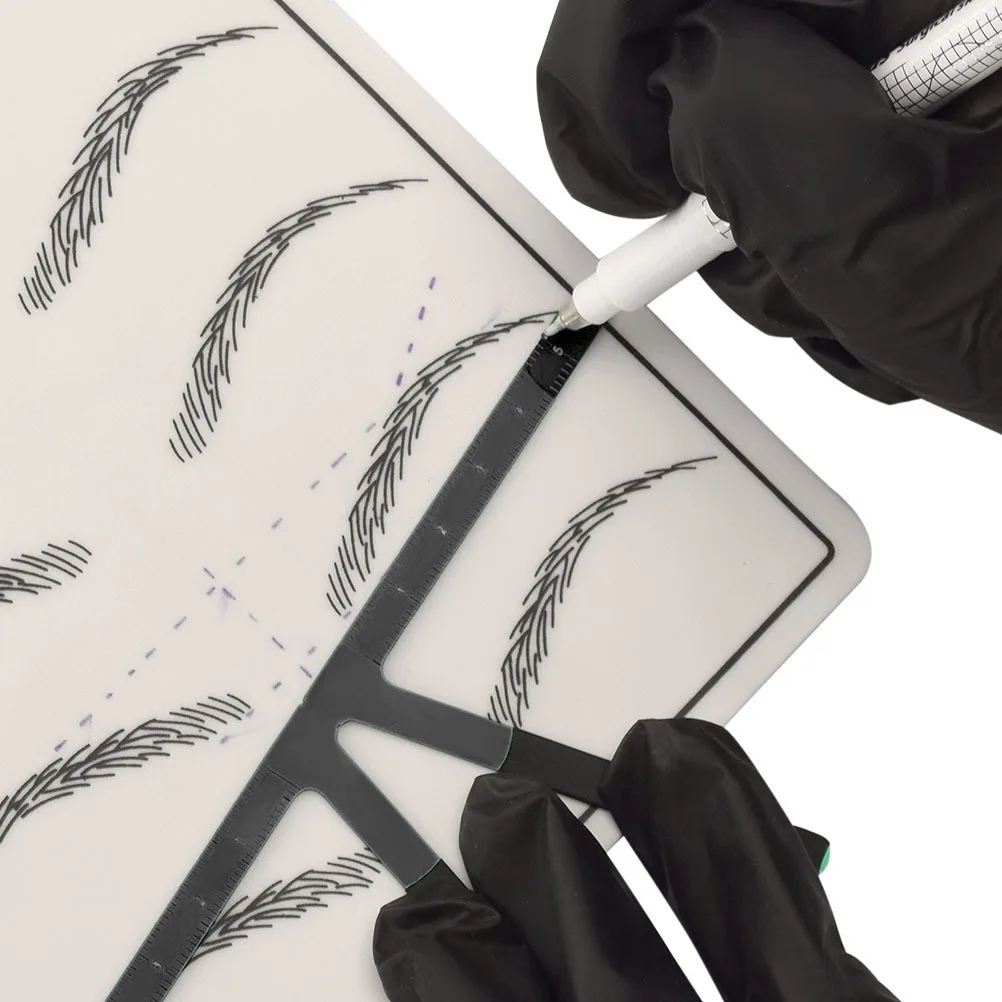 Régua de posicionamento de sobrancelha em aço inoxidável, ferramenta de medição de escala transparente para tatuagem, modelagem de sobrancelha, acessório de maquiagem, 1 peça