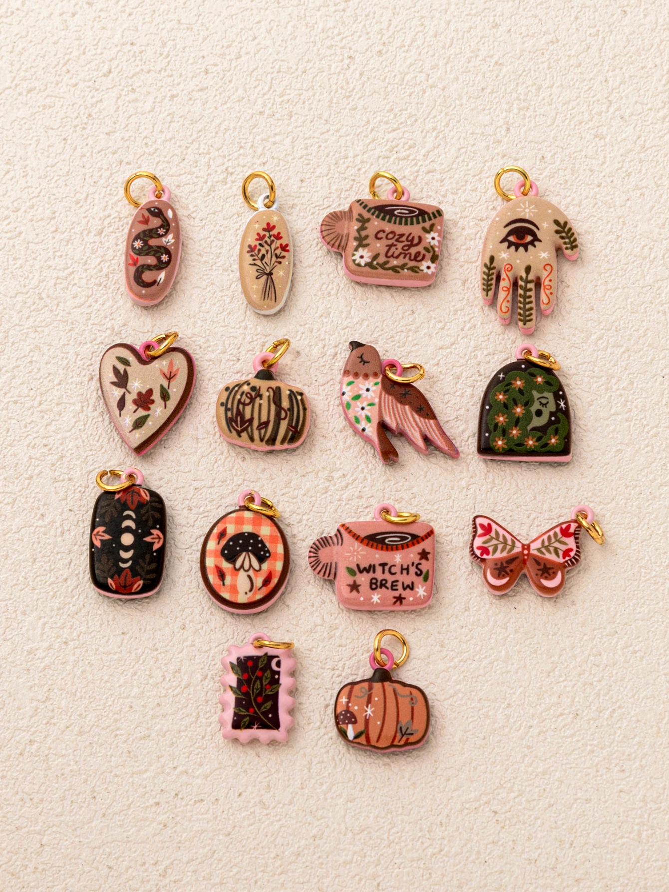 Neue einfache und beliebte Tropfölfarbe Serie Kürbis Liebe Gras Vogel DIY Anhänger Charms Schmuckherstellung – Detail 3