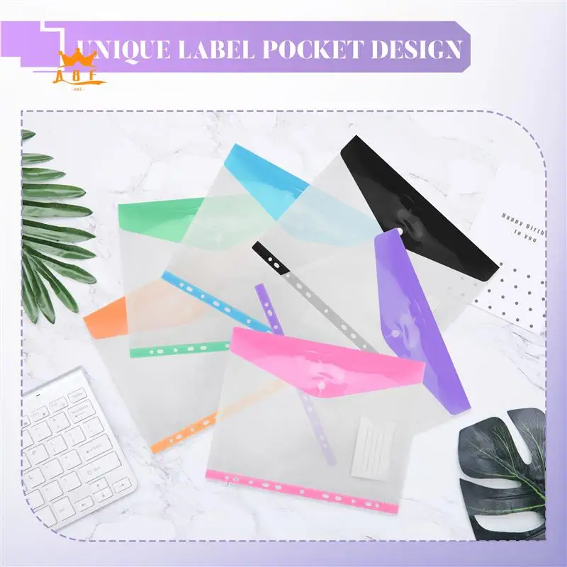 

A08E-12Pack A4 Plastic File Folder,Expandable A4 Expandable Punched Pockets For A4 Folders,With Snap Closure And Label Pocket