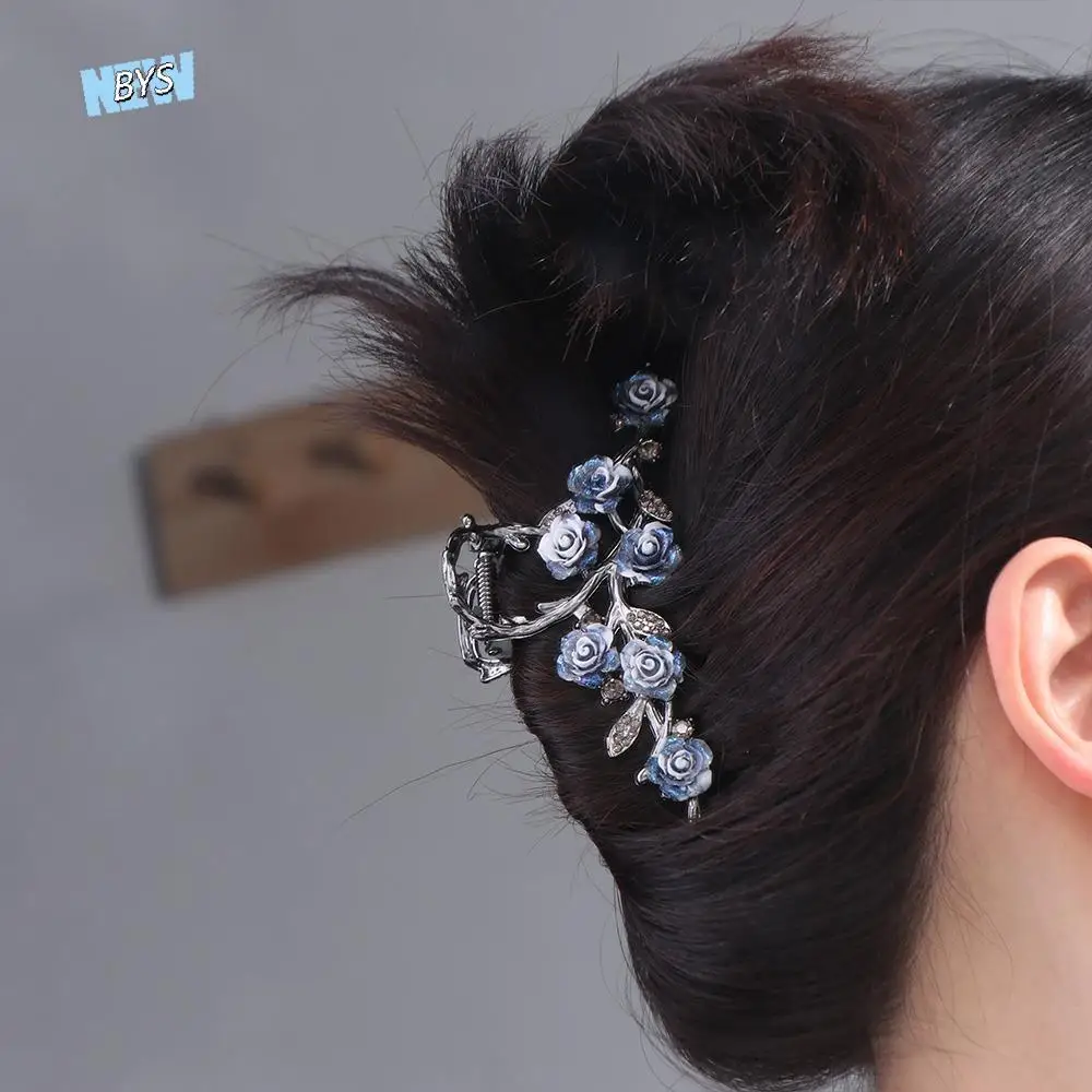 

Flower Camellia Hair Claw Korean Style Ponytail Holder Metal Hair Crab Clip Hair Styling Clip Hair Accessories Large Shark Clip
