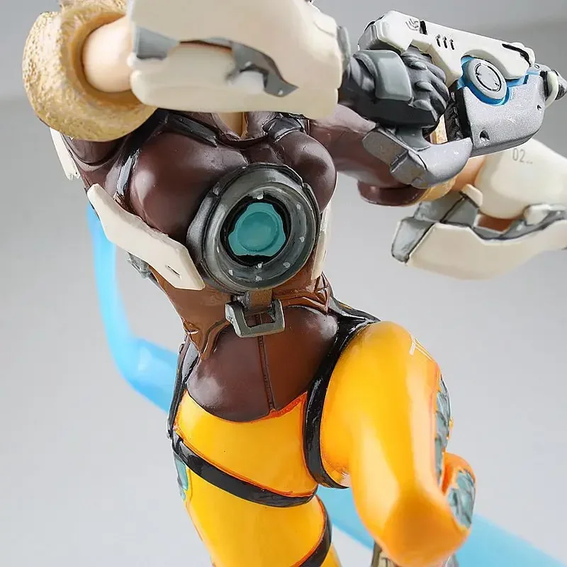 [Engraçado] coleção 28cm jogo quente ow sobre relógio figura de ação tracer com luz atualização versão modelo requintado presente colecionável