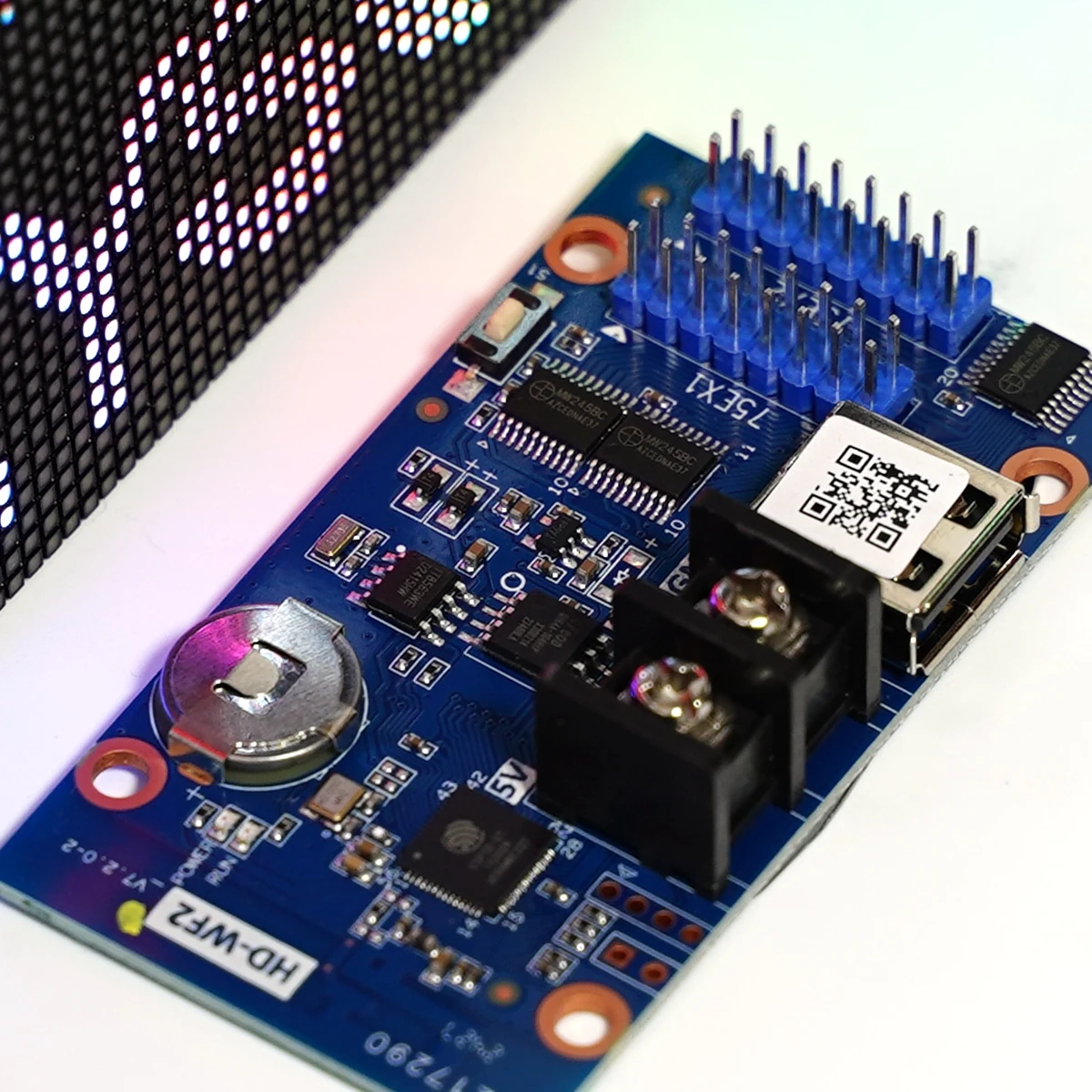 New HD-WF2 Wireless Single-Dual Color HUB75E Series WIFI Control Card 768*64 Pixels