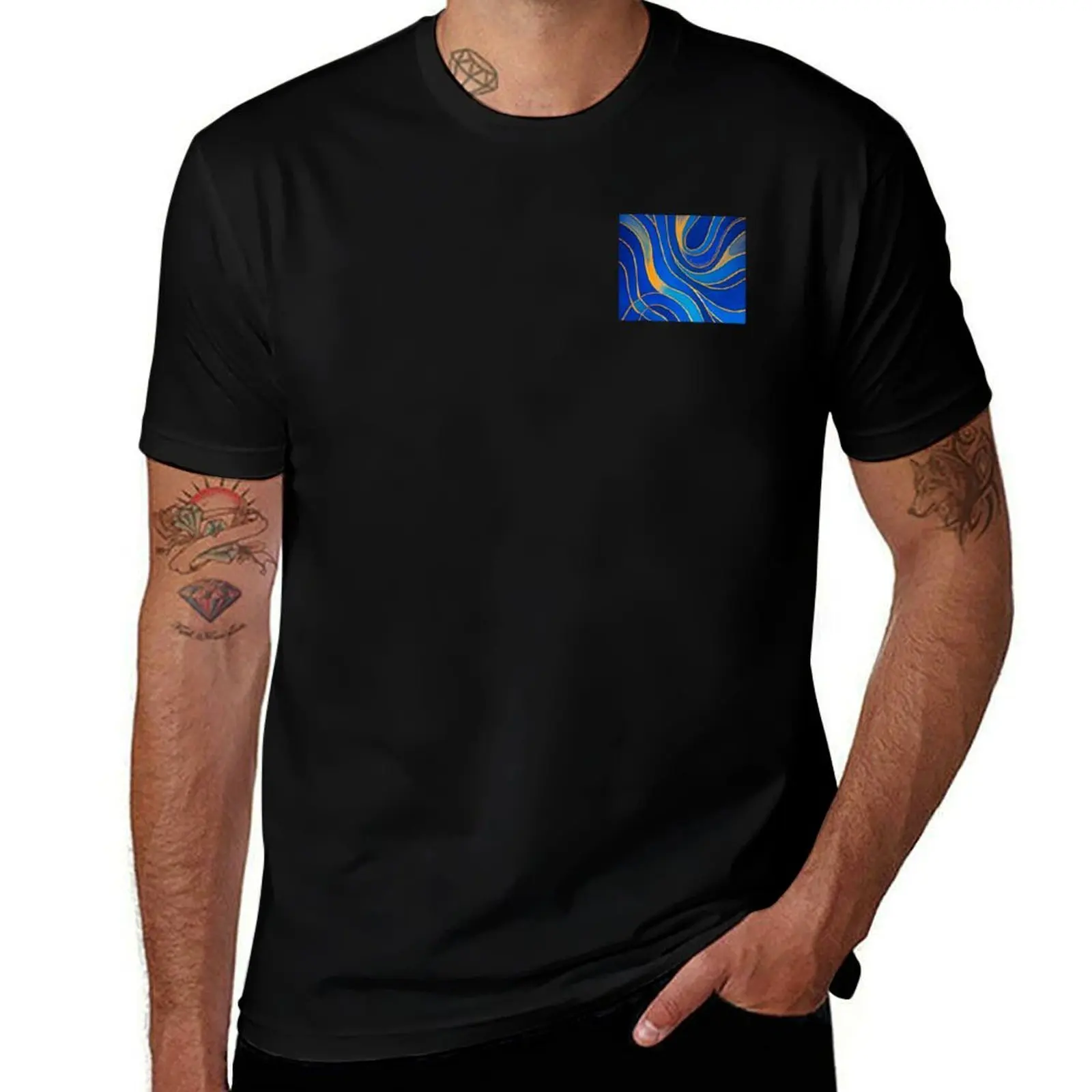 

Radiant Blue and Gold Lines T-Shirt funny shirt cotton boys whites Louboutins mens graphic t-shirts anime