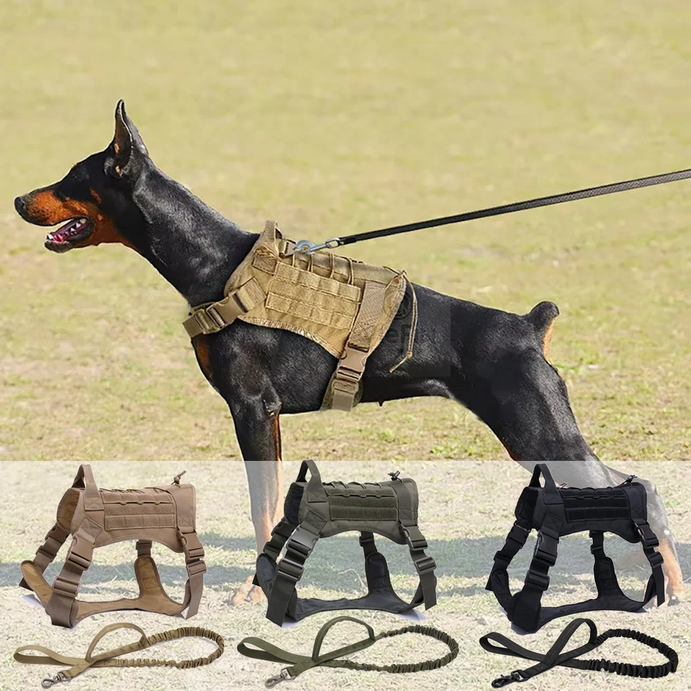 

Tactical Dog Harness Leash For Large Dog Pet Vest Harness Military Tactical Training Dogs K9 Training Vest For Medium Large Dogs