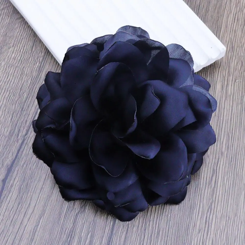 2024 12cm Satin Camellia Flower Brooch French Multi-layered Floral Corsage Fashion Women Hair Clips All-match Dress Accessory