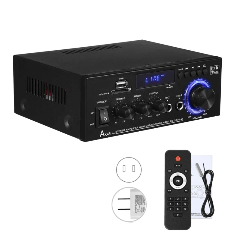 R91A Powerful 50W+50W 2Channel Home Stereo Receiver Bluetooth-compatible Stereo Amplifier for Theater,Karaoke,USB,Support