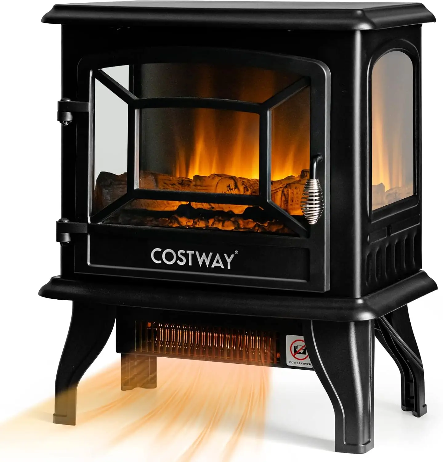 Freestanding fireplace heater with realistic flame and adjustable thermostat overheat protection indoor electric furnace heater