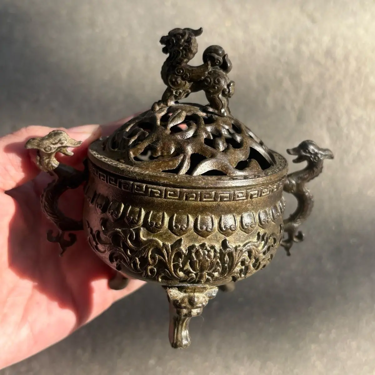 Double dragon ears auspicious beast kylin Incense Burner Statue for Tea Home Decor Ornaments
