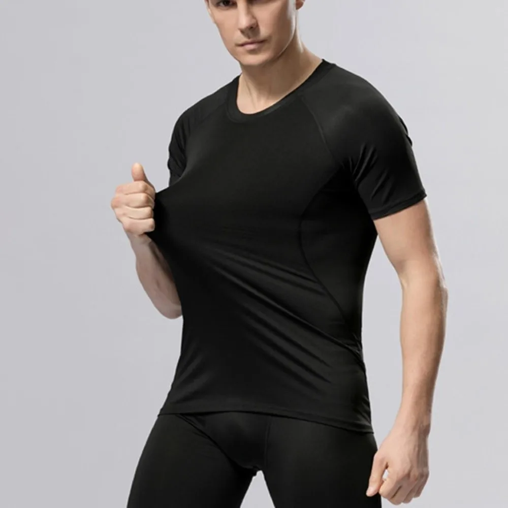 

Short Sleeved Men's Fitness T-shirt Quick Dry Tight Gym Sport Running Shirts Compression Top Sportswear Men Sport T-shirt
