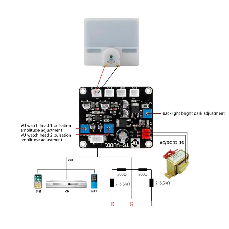 Professional VU Level Meter Square VU Tester Level Header Power Amplifier