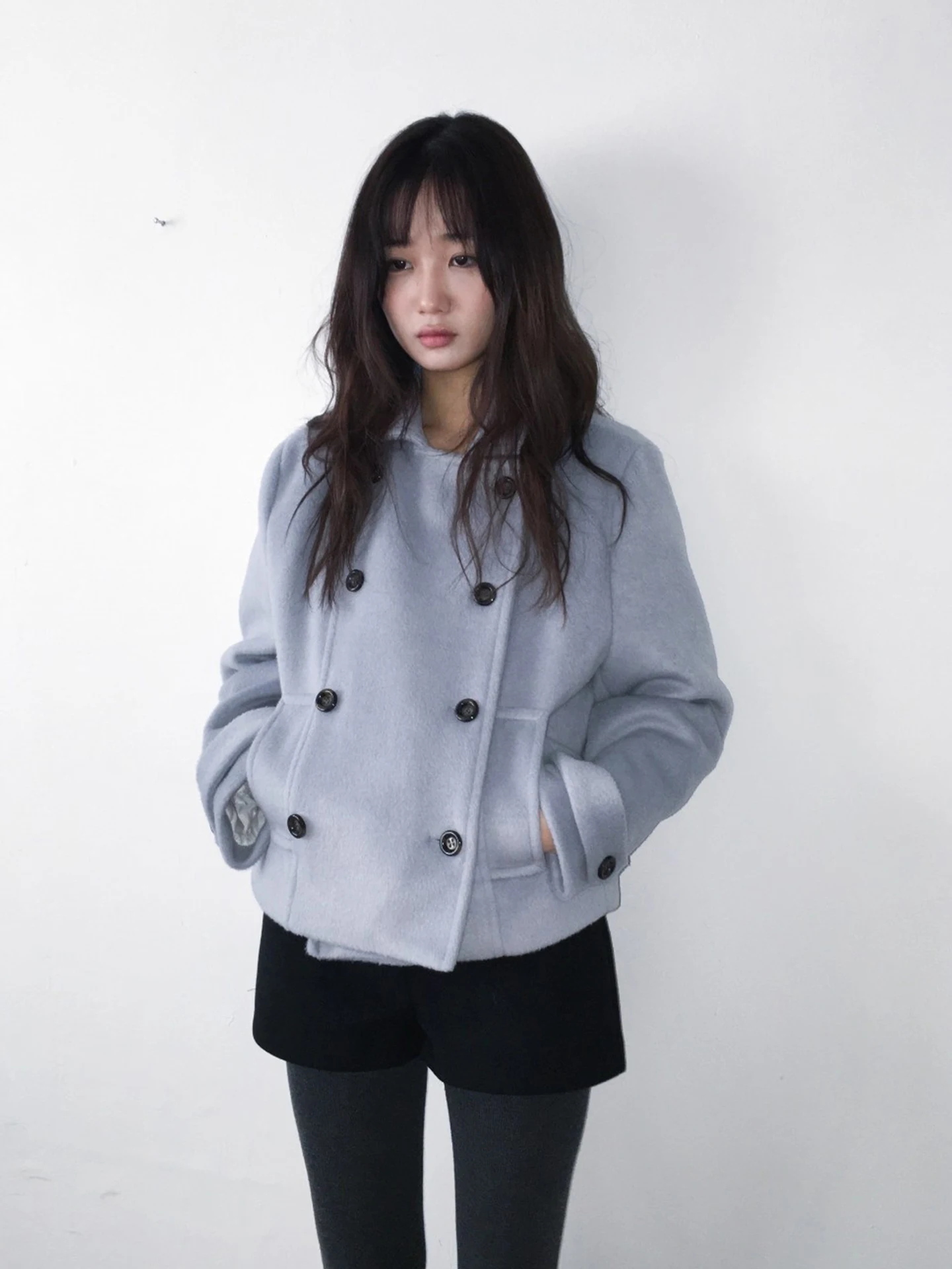 

Женское шерстяное пальто с двухрядным воротником на пуговицах, зимнее новое универсальное корейское пальто, длинное пальто све