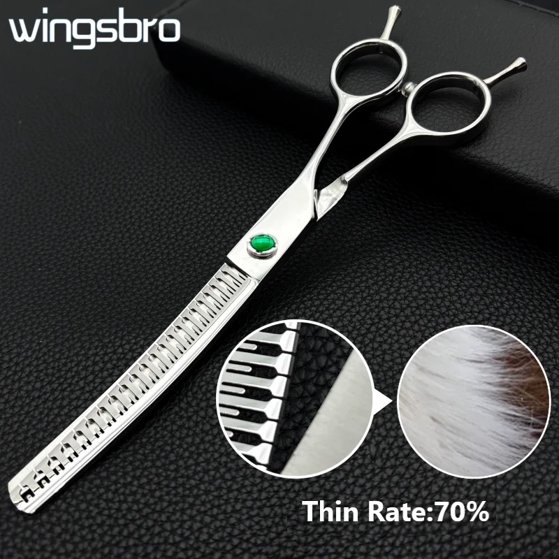 

wingsbro Professional Pet Grooming Scissors 7 inch Curved thinning Scissors For Dogs & Cats Ideal For Diy Home Use