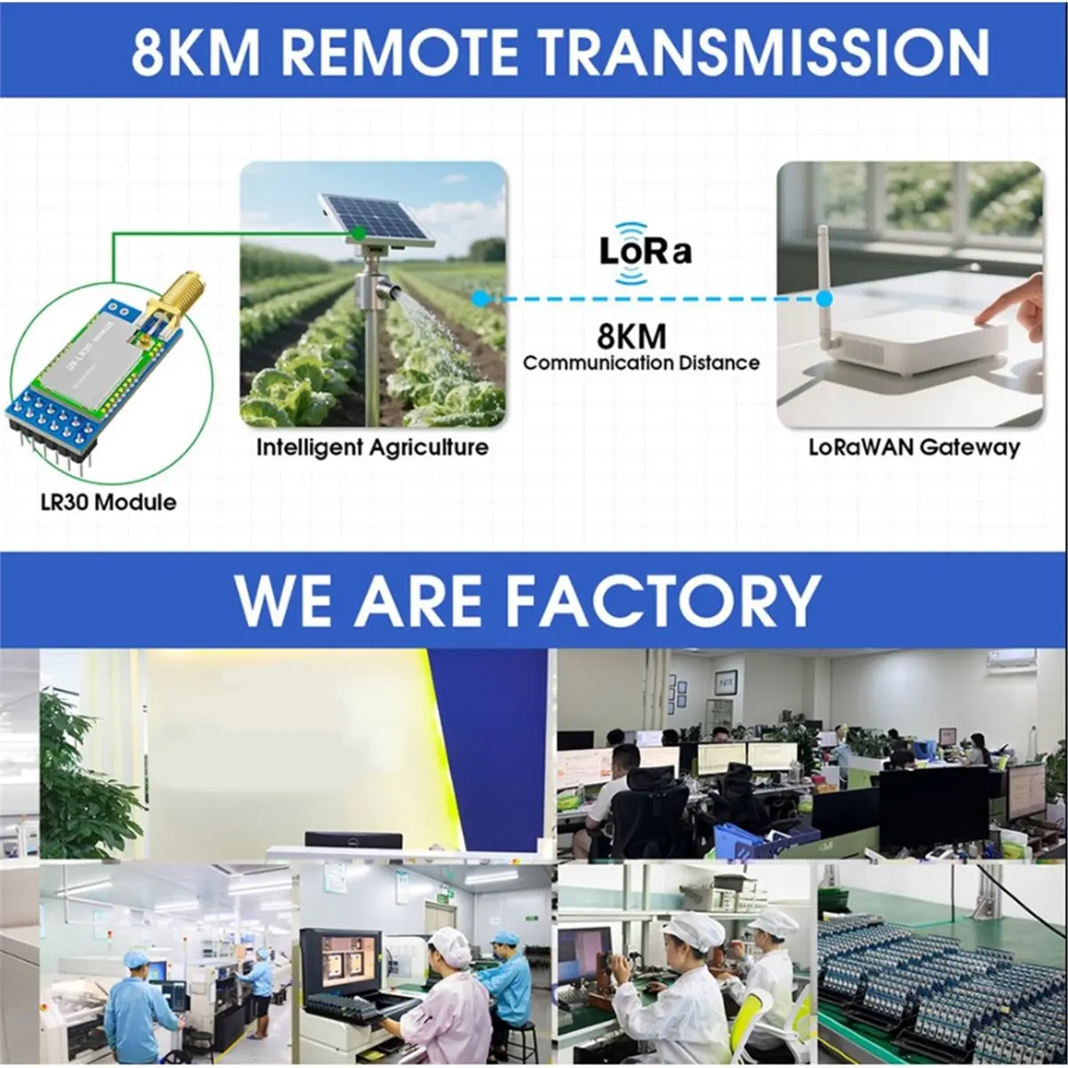 LLCC68 LoRa Wireless Module 433-475Mhz DX-LR20-433M22SP 22dBm 8KM Long Range SMD Module Power Supply