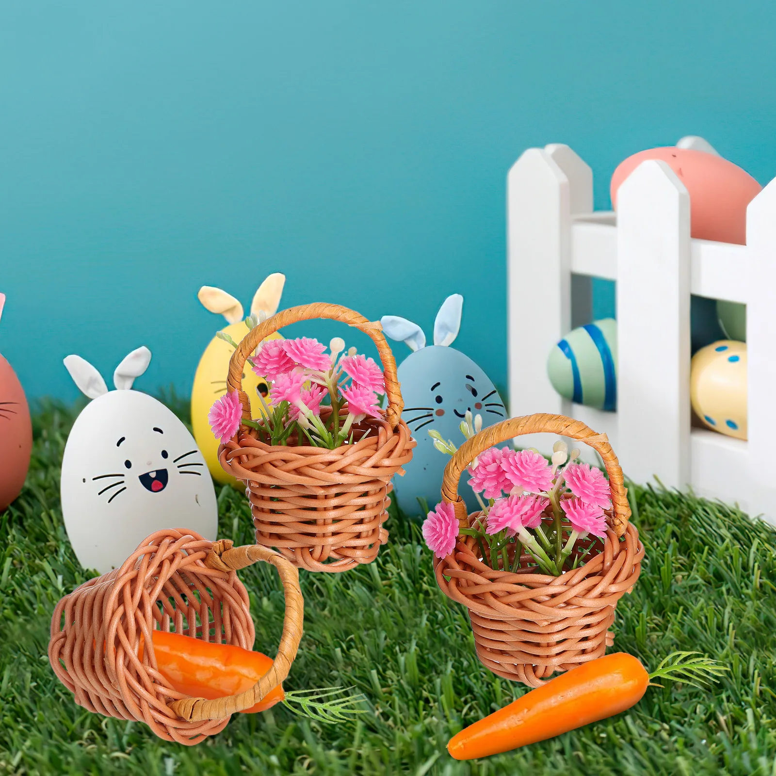 

FELTECHELECTR 10PCS Mini Woven Rattan Basket for Bread Small Favors Flower Pots Ceramics Bulk Craft Storage