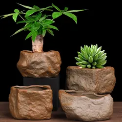 Ceramiczna doniczka na sukulenty odporny na zużycie kształt kamienia kaktus soczyste miniaturowe bonsai ogrodowe do dekoracji stołu biurowego w domu