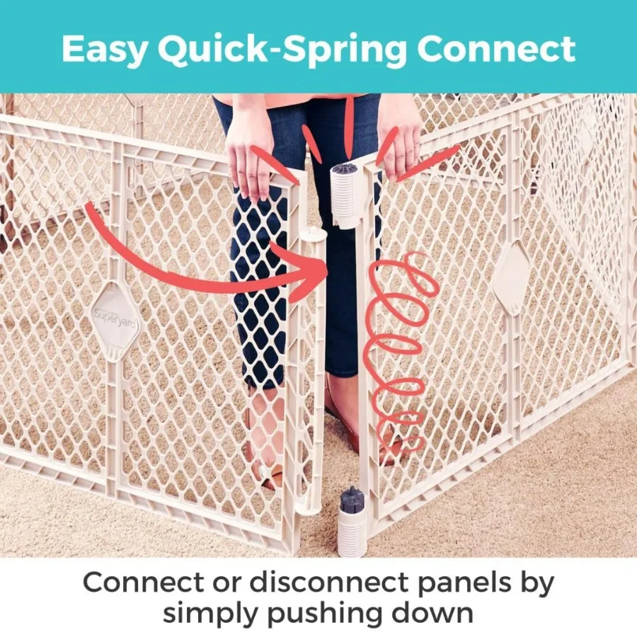 Patio de juegos para bebés Superyard: parque infantil independiente de 8 paneles para uso en interiores o exteriores que incluye hasta 34,4 pies cuadrados y 26 pulgadas