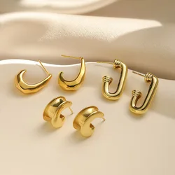 HECHENG, Chunky C Shape Hoop Earrings for Women Brass Thick Geometric Earring Punk Hiphop Jewelry Brincos