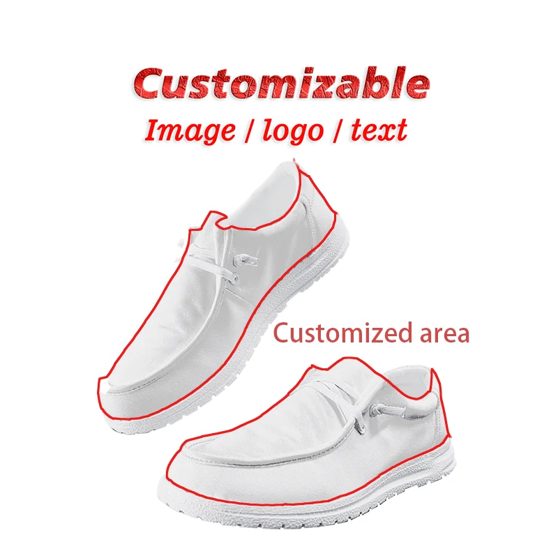 Sapatos de lona casuais com texto de imagem de logotipo personalizável Acepemos pedidos personalizados de empresas e individuais individuais.