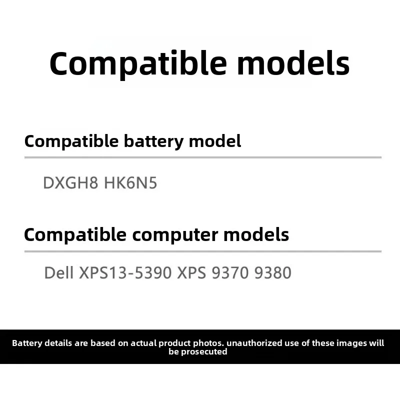 For Dell XPS 13-5390 XPS 9370 9380 DXGH8 HK6N5 Laptop Battery Replacement Batteries