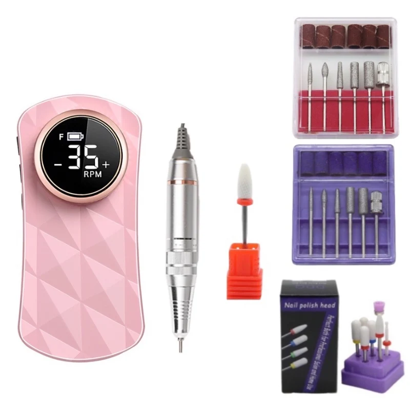 Original 35000RPM Professional Rechargeable Electric Nail Drill Machine Portable Cordless Nail File For Acrylic Gel Nails Remove