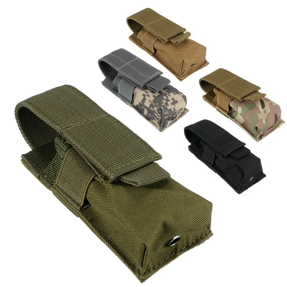 Tactical Pistol Magazine Pouch Single Mag Bag Molle Flashlight Pouch Torch Holder Case Outdoor Hunting Knife Holster