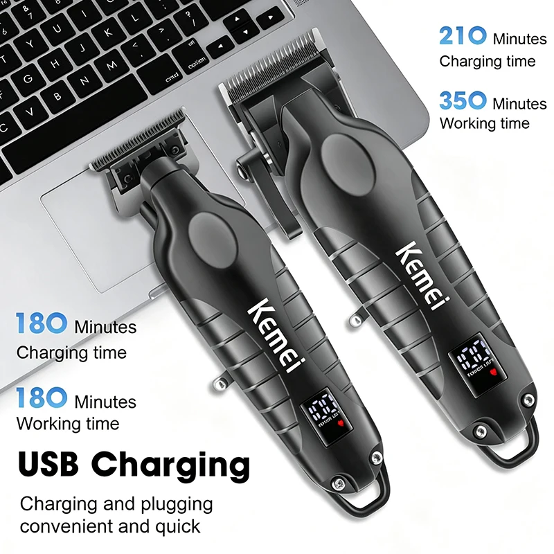 

Kemei Professional Hair Cutting Machine Electric Hair Trimmers With LCD Display Hair Clipper For Men KM-2290 KM-2293 Kit