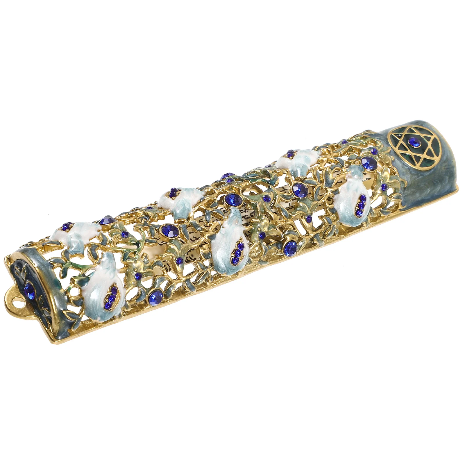 

Door Post Scripture Box Mezuzah Scroll Metal Cloisonne Hanukkah Ornament House Blessing Jewish Faith Tradition