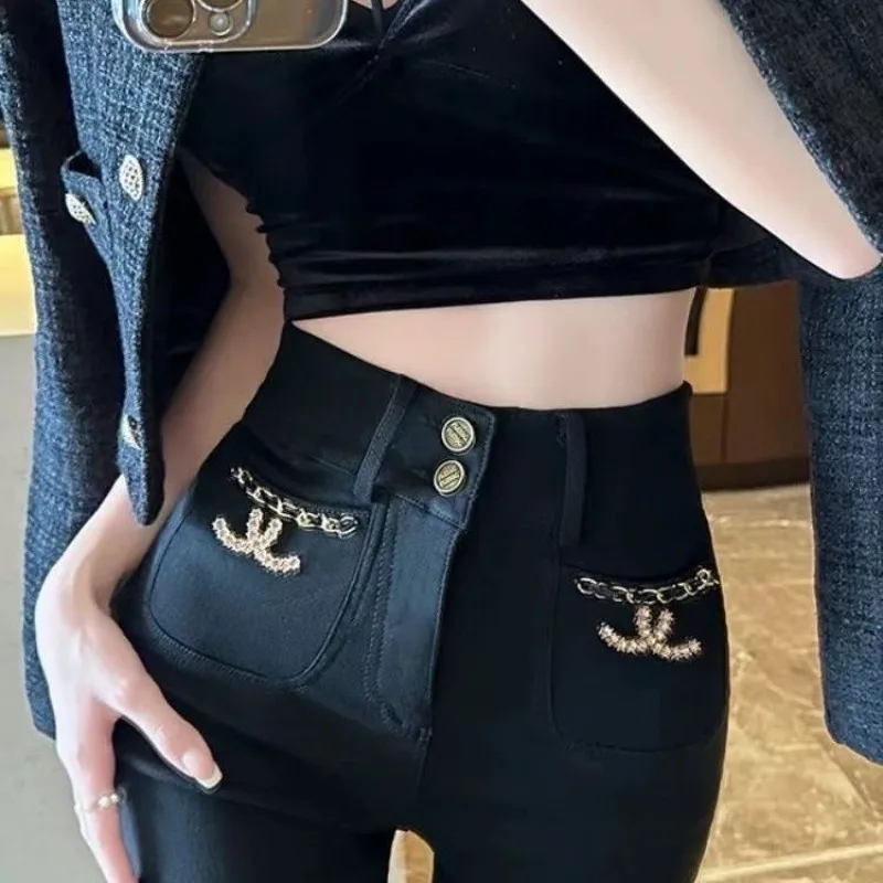 

Spring Autumn Simplicity Office Lady Wide Leg Women Fashion High Waist Solid Color Flare Trend All-match Appear Thin Straight